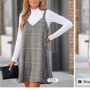 BRAND NEW plaid v neck mini dress